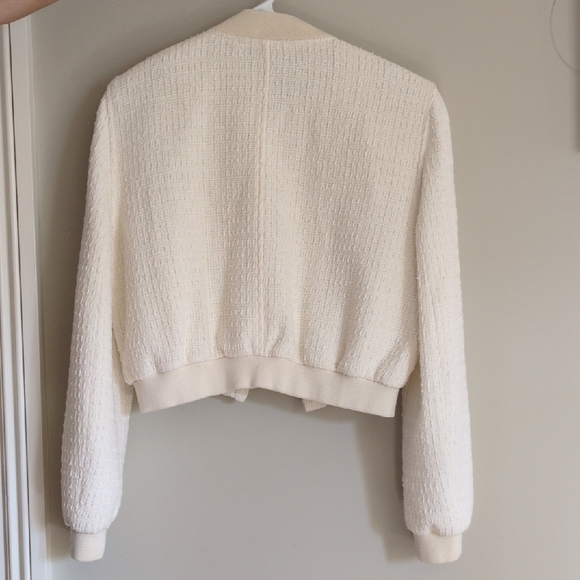 Zara Cream Textured Bomber Jacket - Picture 2 of 3